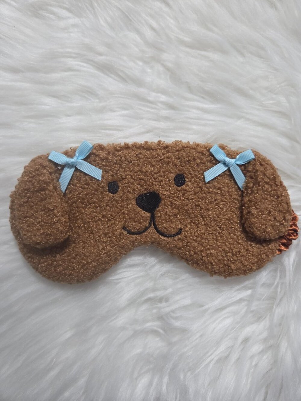 Brown Fuzzy Dog Sleep Mask